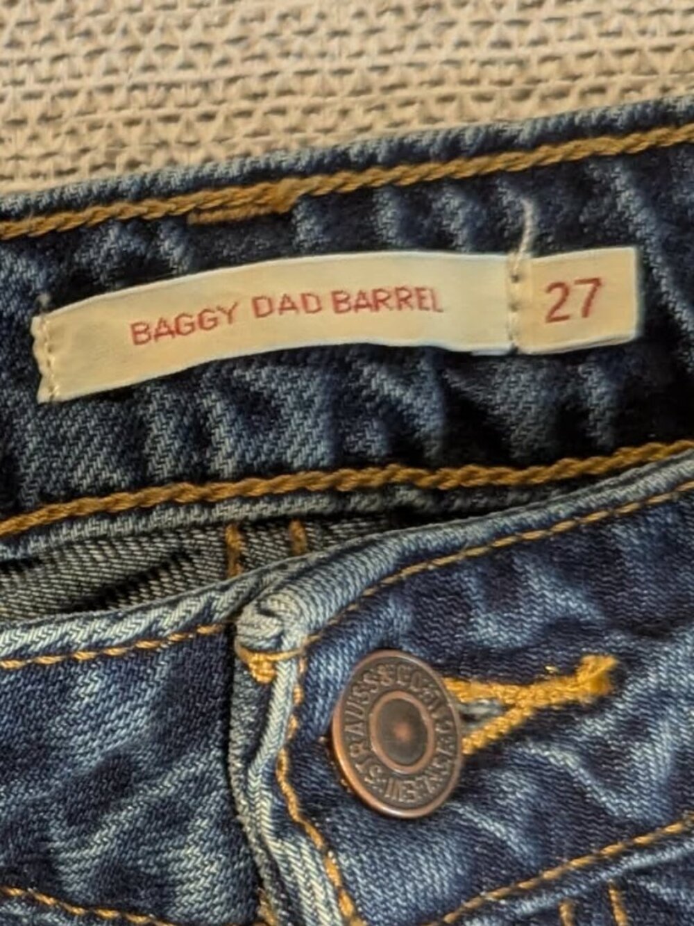 Levi’s Premium Baggy Dad Barrel Jeans Size 27 Blue Denim - Picture 3 of 9